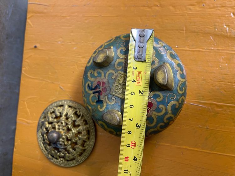 กระถาง กำยาน ทองเหลืองถมปัดA19 รูปที่ 9