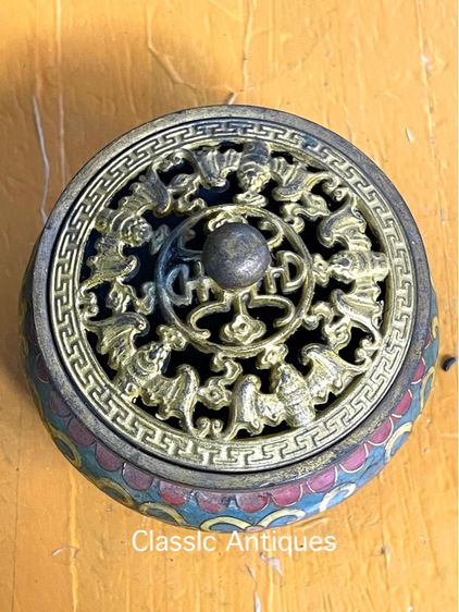 กระถาง กำยาน ทองเหลืองถมปัดA19 รูปที่ 4