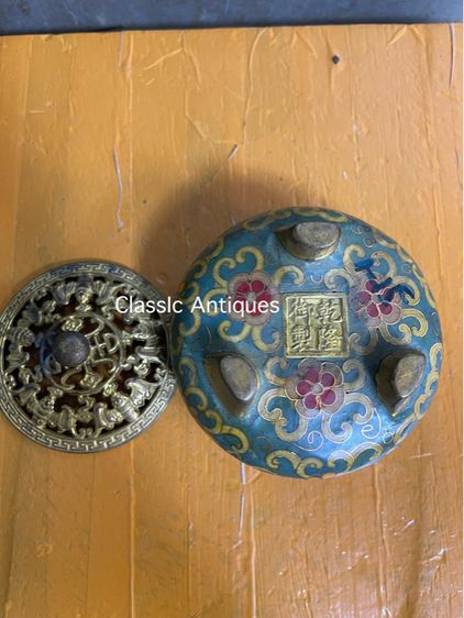 กระถาง กำยาน ทองเหลืองถมปัดA19 รูปที่ 5