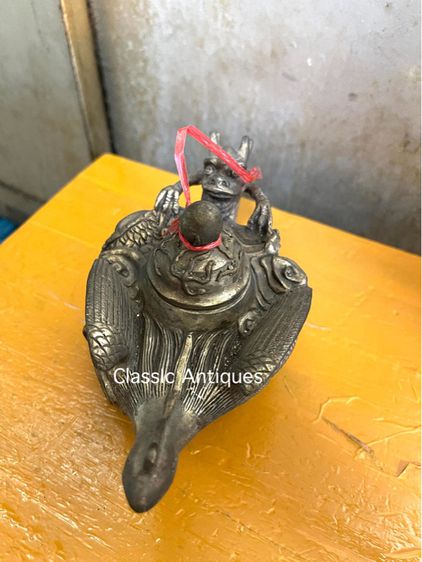 กาน้ำชามังกรทองเหลืองกะไหล่เงิน รูปที่ 2