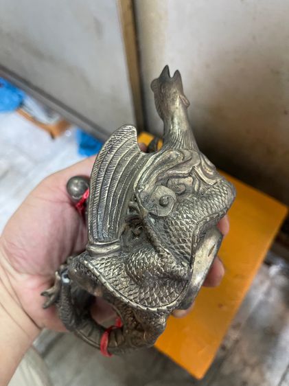 กาน้ำชามังกรทองเหลืองกะไหล่เงิน รูปที่ 7