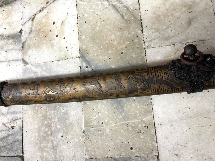 ดาบญี่ปุ่น ลายม้ามงคล กะไหล่เงินA2 รูปที่ 6