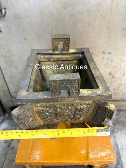 กระถาง ทองเหลืองสองหู ใบใหญ่สะสม A14 รูปที่ 12