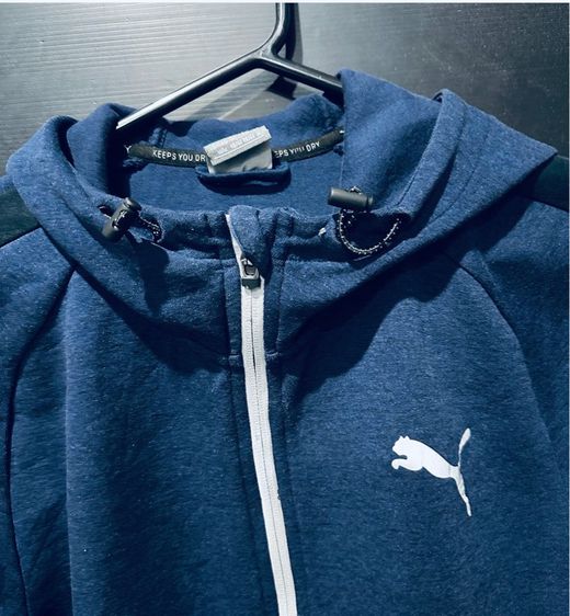 เสื้อวอร์ม(มีฮู้ด)สีน้ำเงินกรม แบรนด์ Puma Tech feed hoody รูปที่ 8