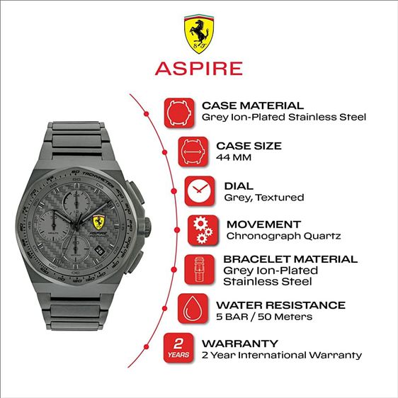 Scuderia Ferrari Aspire 0830795 Watch Grey Chronograph รูปที่ 12
