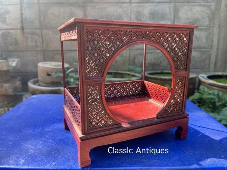 เตียง จีนจิ๋ว ไม้แกะสลักสะสม รูปที่ 3