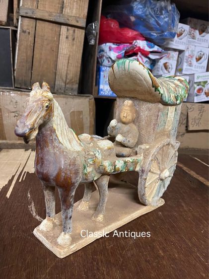 รถม้า ดินเผาเคลือบ สะสม รูปที่ 3