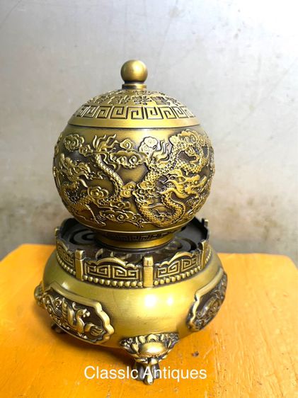 กระถาง กำยาน ทองเหลืองลายมังกรA62 รูปที่ 3