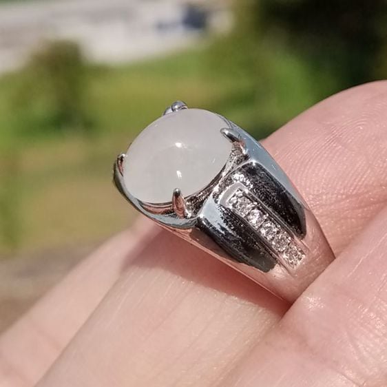 แหวนหยกขาวไอซ์ซี่เจดNatural Jadeite TypeA  รูปที่ 4