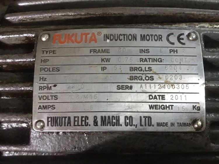 มอเตอร์ FUKUTA ขนาด 1 แรง ใช้ไฟสามเฟส 380v ความเร็วรอบ 2800 rpm เพลา 19 มม. เดิมๆ หมุนนิ่ม สภาพดี ตัวละ 1,500 บาทไม่รวมส่ง มี 5 ตัว รูปที่ 5