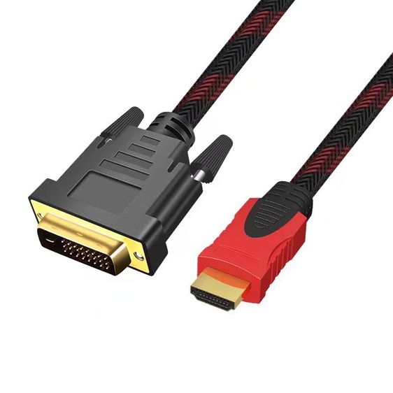 สายแปลง HDMI TO DVI 24บวก1สายถักดำแดงอย่างดี เกรดเอ ยาว 1.5เมตร ทนทานใช้ดี รูปที่ 3