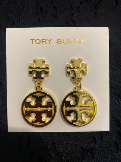 Tory Burch ต่างหูสีทองแบบเจาะ ระย้าlogo tory burch 