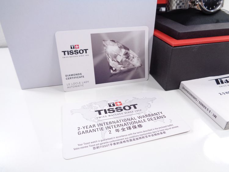 ขายไปแล้วครับ (ป้าย 3.2 หมื่น) ของใหม่ Tissot Lady’s Le Locle Black-MOP. Diamonds หน้าปัดมุกดำ 29 มิล. สายเหล็ก กล่องใบครบ รูปที่ 14