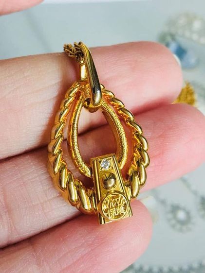 สร้อยคอเงินแท้ชุปทอง เพชรแท้ 2 ตัง รูปที่ 4