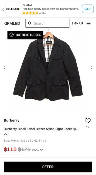 เสื้อแจ็กเก็ตแขนยาว burberry black label รูปที่ 9
