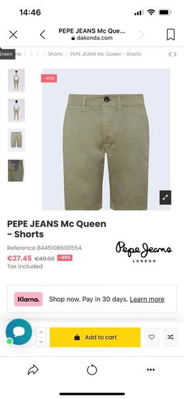 Pepe Jeans London สีเขียวใบตอง ของแท้ ใหม่ป้ายห้อย ผ้านุ่มยืด เอว 34"  รูปที่ 4