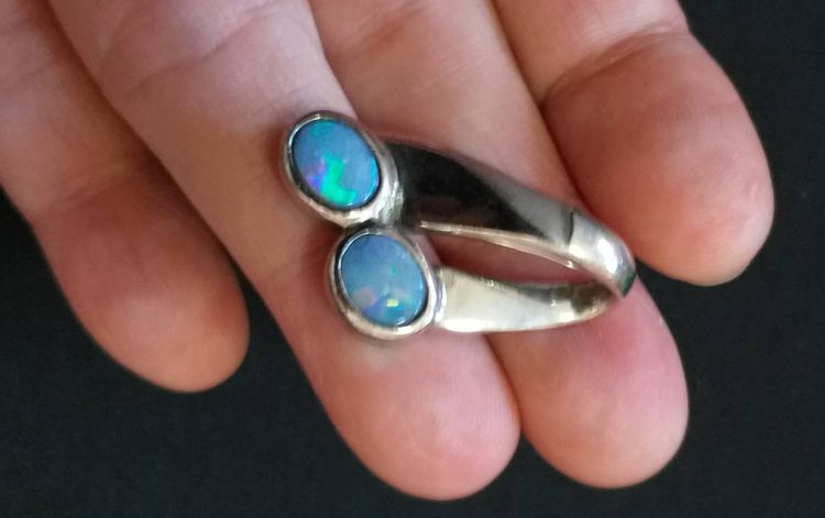 จี้โอปอลคู่ เรือนเงิน ใส่กับสร้อยได้ทุกชนิด  รูปที่ 15