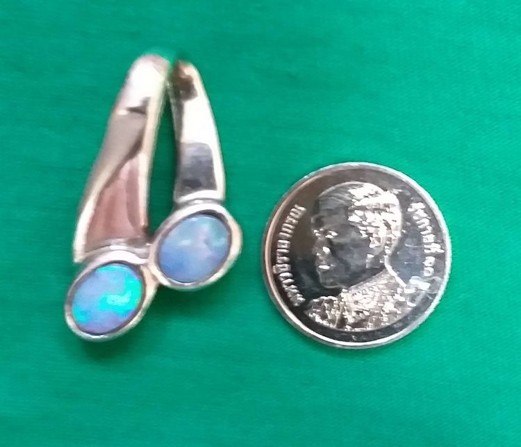 จี้โอปอลคู่ เรือนเงิน ใส่กับสร้อยได้ทุกชนิด  รูปที่ 16
