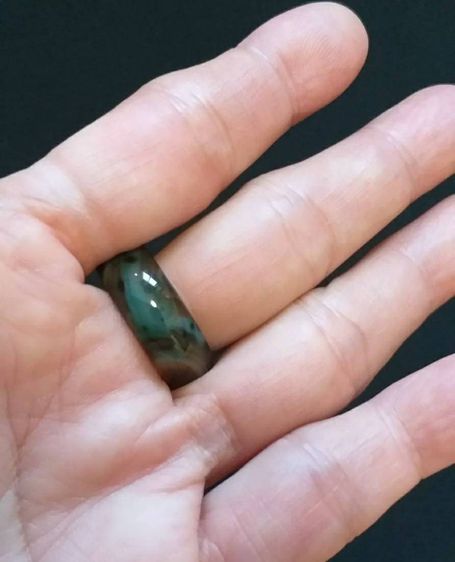 แหวนหินอะเกต ลวดลายบนหินสวยงามมาก หาได้ยาก รูปที่ 7