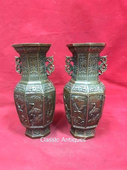 แจกัน แปดเหลี่ยม ทองเหลือง A1