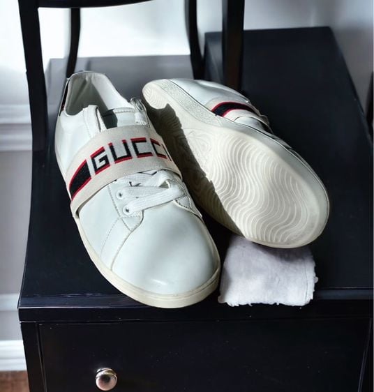 รองเท้าผ้าใบ หนังสังเคราะห์ UK 9 | EU 43 1/3 | US 9.5 ขาว Gucci Zapatilla Ace shoes