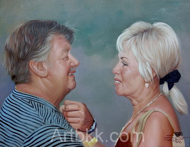 Oil colour painting portrait on canvas for gift รูปที่ 2