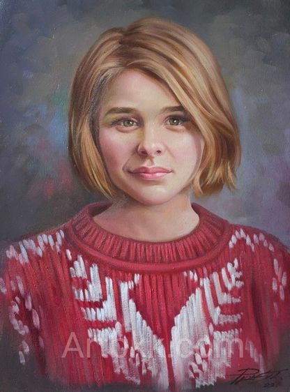 Oil colour painting portrait on canvas for gift รูปที่ 11