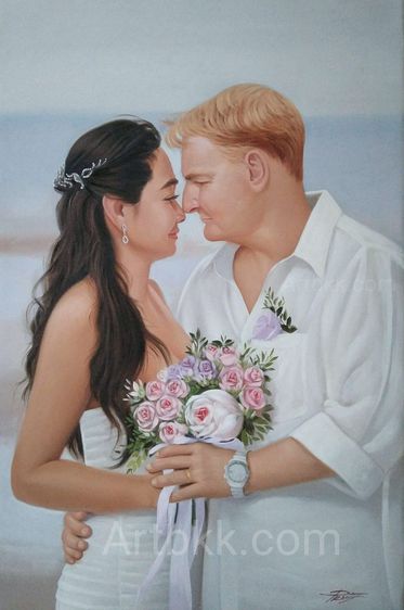 Oil colour painting portrait on canvas for gift รูปที่ 9