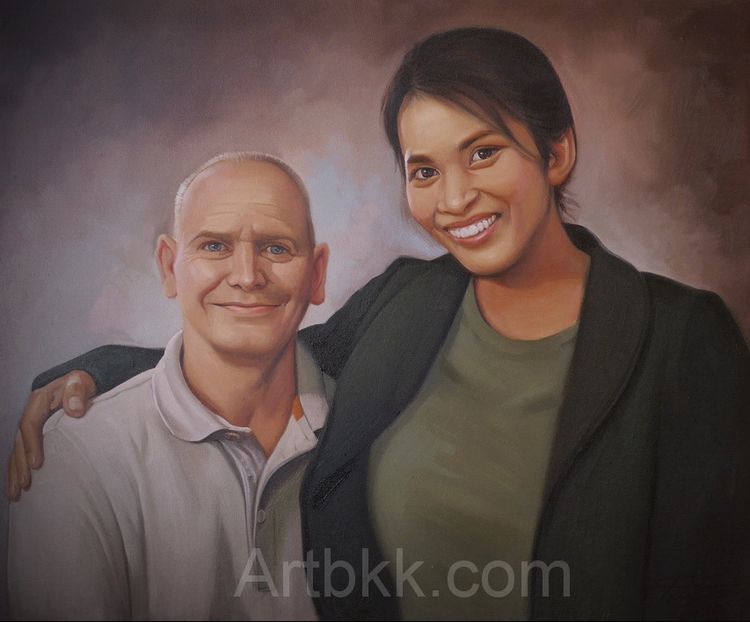 Oil colour painting portrait on canvas for gift รูปที่ 12