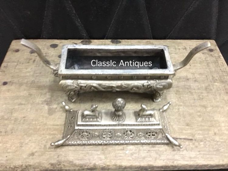 กระถางกำยาน ทองเหลืองกะไหล่เงินB1 รูปที่ 3