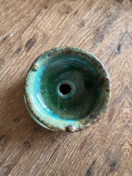 ที่ปักเทียนเขียวไข่กาโบราณ รูปที่ 2