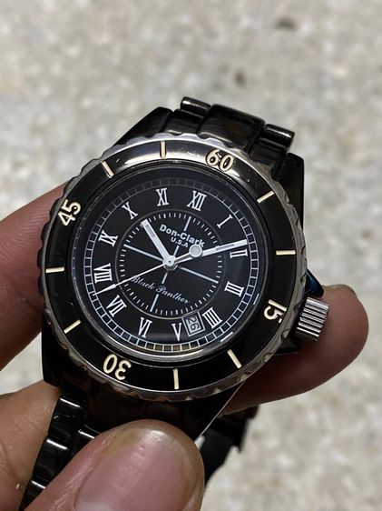 นาฬิกายี่ห้อ DON  CLARK  ของแท้มือสอง สแตนเลสสีดำ สภาพสวย สายยาว 19 เซนติเมตร   950฿ รูปที่ 3