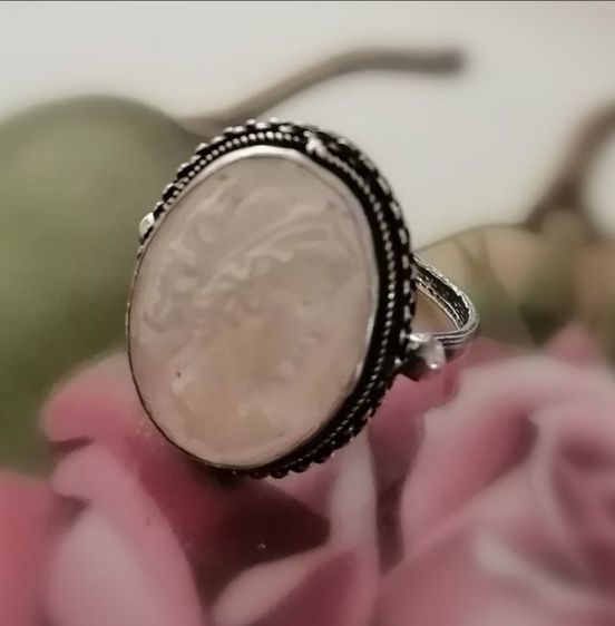 Cameo shall craved silver ring แหวนคามิโอแท้งานอิตาลี่ - April vintage​ รูปที่ 2