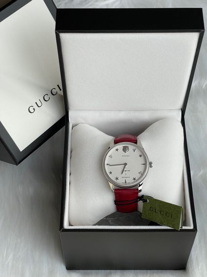 GUCCI G-Timeless Automatic Silver Dial Red Leather Strap Unisex Watch YA126346 รูปที่ 3