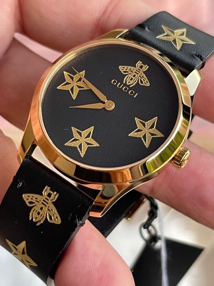 GUCCI G-Timeless 38mm YA1264055 Unisex Black Dial Gold Stars Watch รูปที่ 10