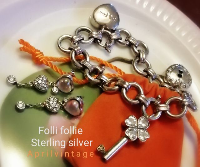 Folli ​follie​ silver ต่างหูเงินแท้ แบรนด์​แท้ -​ April vintage​ รูปที่ 2
