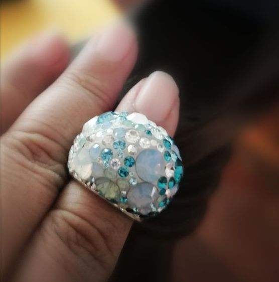 💙 Swarovski​ Dome  multicolour crystals
Colktail ring  💙 April vintage  รูปที่ 8
