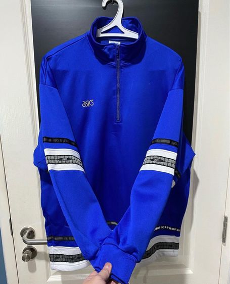 เสื้อวอร์มสีน้ำเงินซิปครึ่ง แบรนด์ Asics รูปที่ 5