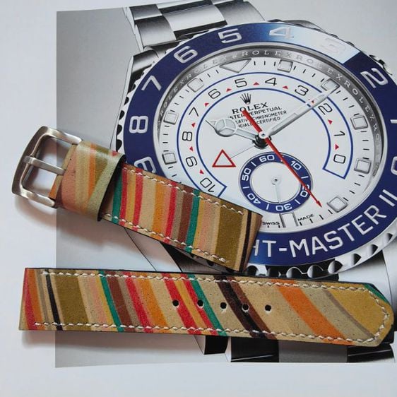 สายนาฬิกา 22 mm. Paul Smith ตัดจ่กการเป๋าพอลสมิธแท้ งาน Handmade แถมสปริงบาร์ รูปที่ 3