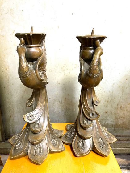 เชิงเทียน นกยูง ทองเหลืองสะสมA1 รูปที่ 3