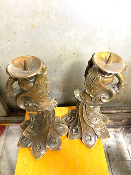 เชิงเทียน นกยูง ทองเหลืองสะสมA1 รูปที่ 6