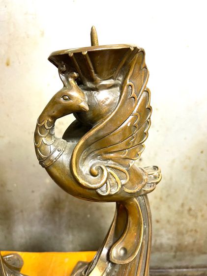 เชิงเทียน นกยูง ทองเหลืองสะสมA1 รูปที่ 2