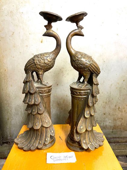 เชิงเทียน นกยูง ทองเหลืองสะสมA1 รูปที่ 2