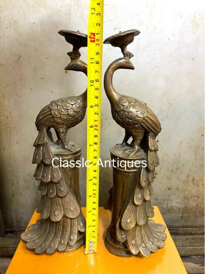 เชิงเทียน นกยูง ทองเหลืองสะสมA1 รูปที่ 6