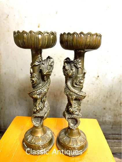 เชิงเทียน มังกร ทองเหลืองสะสม รูปที่ 3