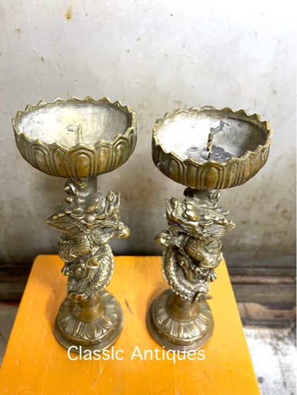 เชิงเทียน มังกร ทองเหลืองสะสม รูปที่ 2