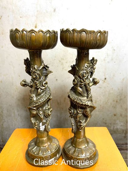 เชิงเทียน มังกร ทองเหลืองสะสม รูปที่ 4