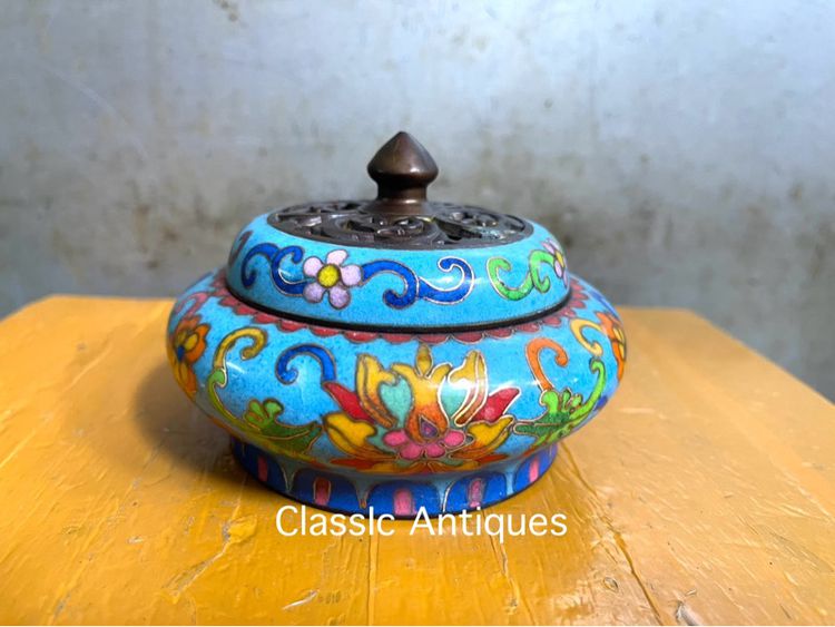 กระถางกำยาน ทองเหลืองถมปัดสะสม A3 รูปที่ 2