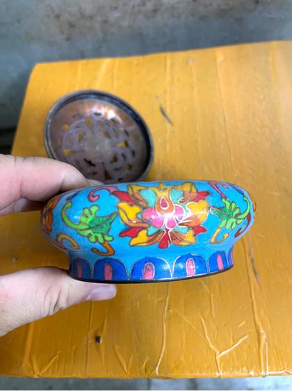 กระถางกำยาน ทองเหลืองถมปัดสะสม A3 รูปที่ 6