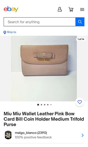 Miu Miu Wallet Leather Trifold Purse  รูปที่ 9